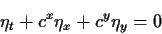 \begin{displaymath}\eta _t+c^x\eta _x+c^y\eta _y=0
\end{displaymath}
